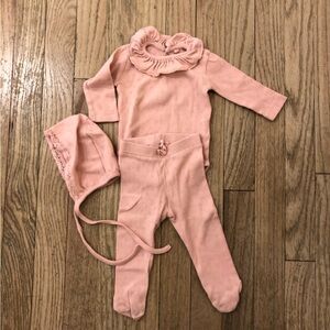 Adorable Pink Baby set with Bonnet